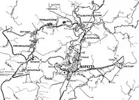 Mapa dibujado de Vorkutá y las localidades circundantes.