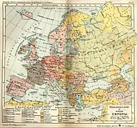 Mapa lingüístico y etnográfico de 1907 que indica a los ucranianos como «pequeños rusos o rutenos»