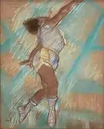 Edgar Degas, Señorita Lala en el Circo Fernando, 1879. Pastel sobre papel, 61 cm × 47,5 cm (24 en × 18.75 en). Tate Gallery, Londres.