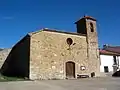 Vista frontal (meridional) de la iglesia parroquial de Arroyo Cerezo, Castielfabib (Valencia), año 2016.