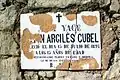 Detalle de ladrillo de cerámica (señalización funeraria de pared) en el cementerio viejo de Puebla de San Miguel (Valencia), año 1897.