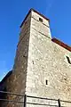 Detalle de la torre-campanario de la Iglesia parroquial de Veguillas de la Sierra. Siglo XVIII.