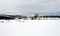 Vista general (meridional) de Veguillas de la Sierra (Teruel), tras la nevada de enero de 2017.