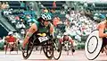 La atleta australiana Louise Sauvage compite en los Juegos Paralímpicos de Atlanta de 1996