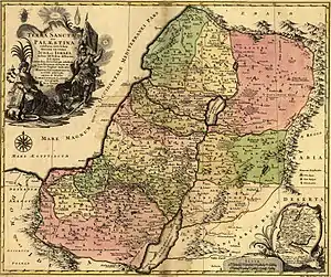 Tobías Conrad, Mapa de la Tierra Santa y las Doce Tribus de Israel, 1759.