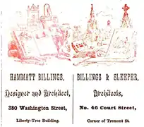 Anuncio para "Hammatt Billings, diseñador y arquitecto" (1853 )