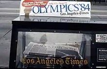 Máquina de Los Angeles Times durante los Juegos Olímpicos de Los Ángeles 1984.