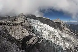 Glaciar en la cima de la montaña