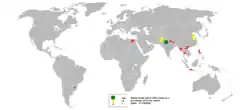 Distribución mundial de B. bubalis en 2004.