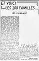 La serie "Y aquí están las 200 familias..." de Augustin Hamon, publicada en el periódico comunista de L'Humanité, de 21 de enero de 1936, (París, BnF.)