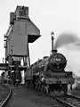 Leander frente a la torre del carbón en Carnforth MPD, 02/1983.