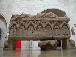 Sarcófago procedente del monasterio de Palazuelos que se custodia en el museo diocesano de Valladolid.