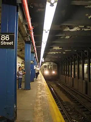 Nivel bajo en la estación local en el Central Park West de la (Calle 86)