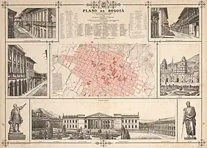 Plano de Bogotá en 1890