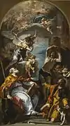 Gloria de la Virgen con el Arcángel Gabriel y los santos Eusebio, Roque y Sebastián, de Sebastiano Ricci, ca. 1725.