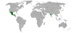 Range of Acacia cornigera