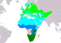 Distribución de Acrocephalus scirpaceus