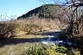 Paisaje rural en Ademuz (Valencia), lugar donde el río Bohígues vierte sus aguas al Turia, con el monte de La Celadilla al fondo (2021).