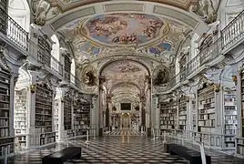 Biblioteca del Monasterio de Admont, obra de Joseph Huebe Spätbarock (1776)