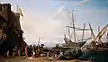 Escena del puerto mediterráneo, Colección privada