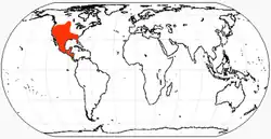 Distribución de Aelurodon basado en los hallazgos fósiles