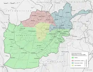 Facciones después de que los talibanes conquistaran Kabul (1996)