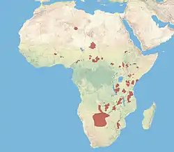 Distribución de Lycaon pictus