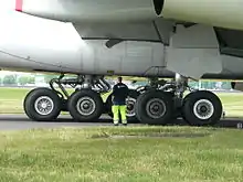 Llantas en el tren de aterrizaje de un Airbus A380.