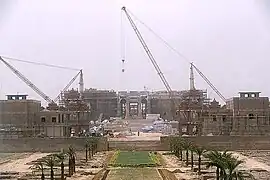 Construcción del complejo de Akshardham