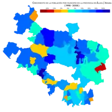 Crecimiento de la población por municipio (1998-2008)