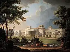 Fachada proyectada de jardín del Palacio Esterházy (pintura al óleo de  Albert Christoph Dies, 1812)