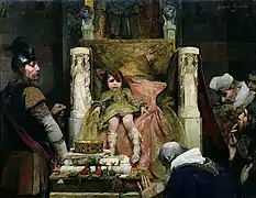 Hommage à Clovis II » por Albert Maignan, 1883,Óleo sobre lienzo 1,09 x 1,4 m.