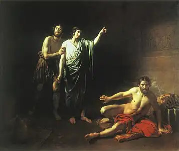 José, que interpreta los sueños del mayordomo y el panadero, prisioneros con él en la mazmorra (1826)