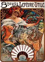 Biscuits Lefèvre-Utile (1896), litografía de Alfons Mucha.