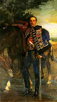 Alfonso XIII con uniforme de húsar de Pavía (José Mongrell Torrent).