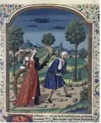 Alegoría de la riqueza y la pobreza, ilustración del De Casibus de Boccaccio, comienzos del siglo XVI.