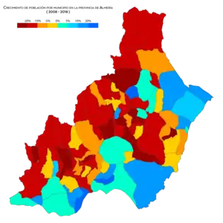 Crecimiento de la población por municipio entre 2008 y 2018