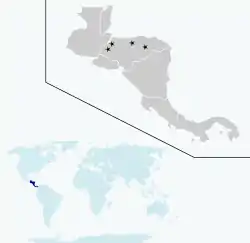 Mapa de distribución de la especie.