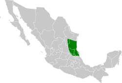 Distribución del loro tamaulipeco