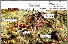 Mapa del área de operaciones de la operación Anaconda.