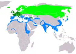 Distribución de Anas crecca.