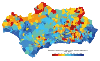 Crecimiento de la población por municipio entre 1998 y 2008