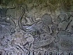 Elefante de guerra representado en Angkor Wat.