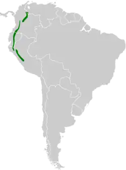 Distribución geográfica de la tangara ventriescarlata (grupo lunulatus)