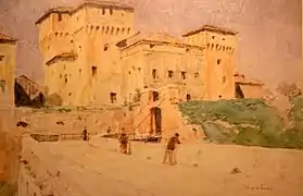 Castello di San Giorgio in Mantua (1891), de Albert Anker, con la Palazzina della Paleologa