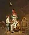 Une mère et un fils nourrissant un oiseau, óleo sobre lienzo (Estocolmo, Museo Nacional de Suecia