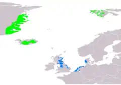 Distribución de Anser brachyrhynchus