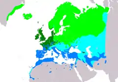 Distribución de Anthus pratensis