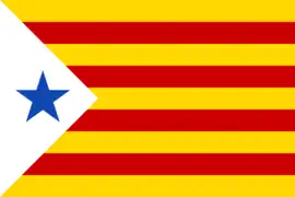 Estelada con estrella azul (usada en algunas manifestaciones estudiantiles de los años 1960)