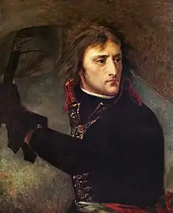 Bonaparte en el puente de Arcole, estudio preparatorio pintado en 1796 para el retrato de Versalles (París, museo del Louvre), considerado en ocasiones superior a la obra definitiva.